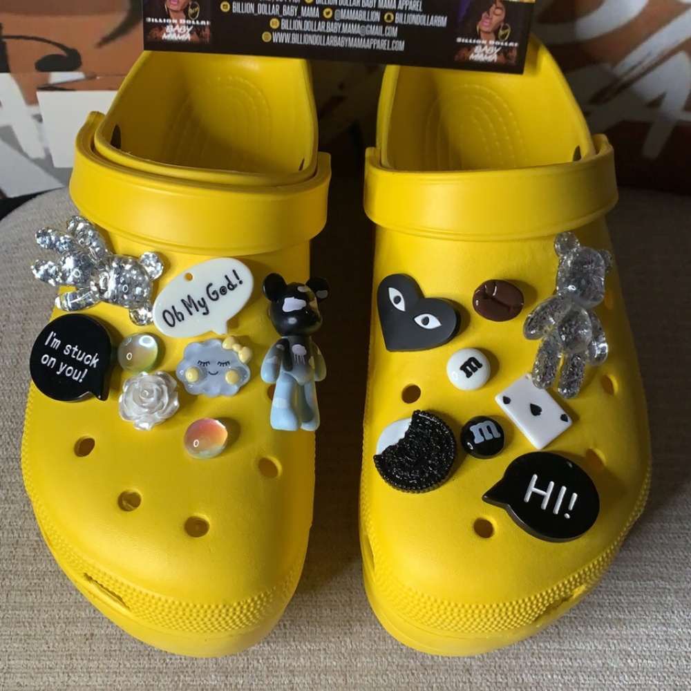 Pre Own Custom Women's Yellow Platform Non-Slip Sandals Clogs +FREE JIBBITZ PACK - Picture 3 of 7
